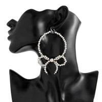 Thumbnail for Chic Beaded Bowknot Dangle Hoop Earrings - ArtGalleryZen
