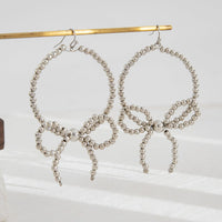 Thumbnail for Chic Beaded Bowknot Dangle Hoop Earrings - ArtGalleryZen