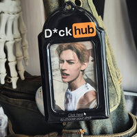 Thumbnail for Chic Black and Orange Kpop Idol Keychain Photocard Holder - ArtGalleryZen