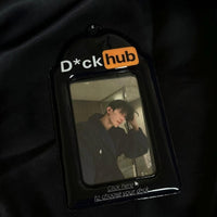 Thumbnail for Chic Black and Orange Kpop Idol Keychain Photocard Holder - ArtGalleryZen