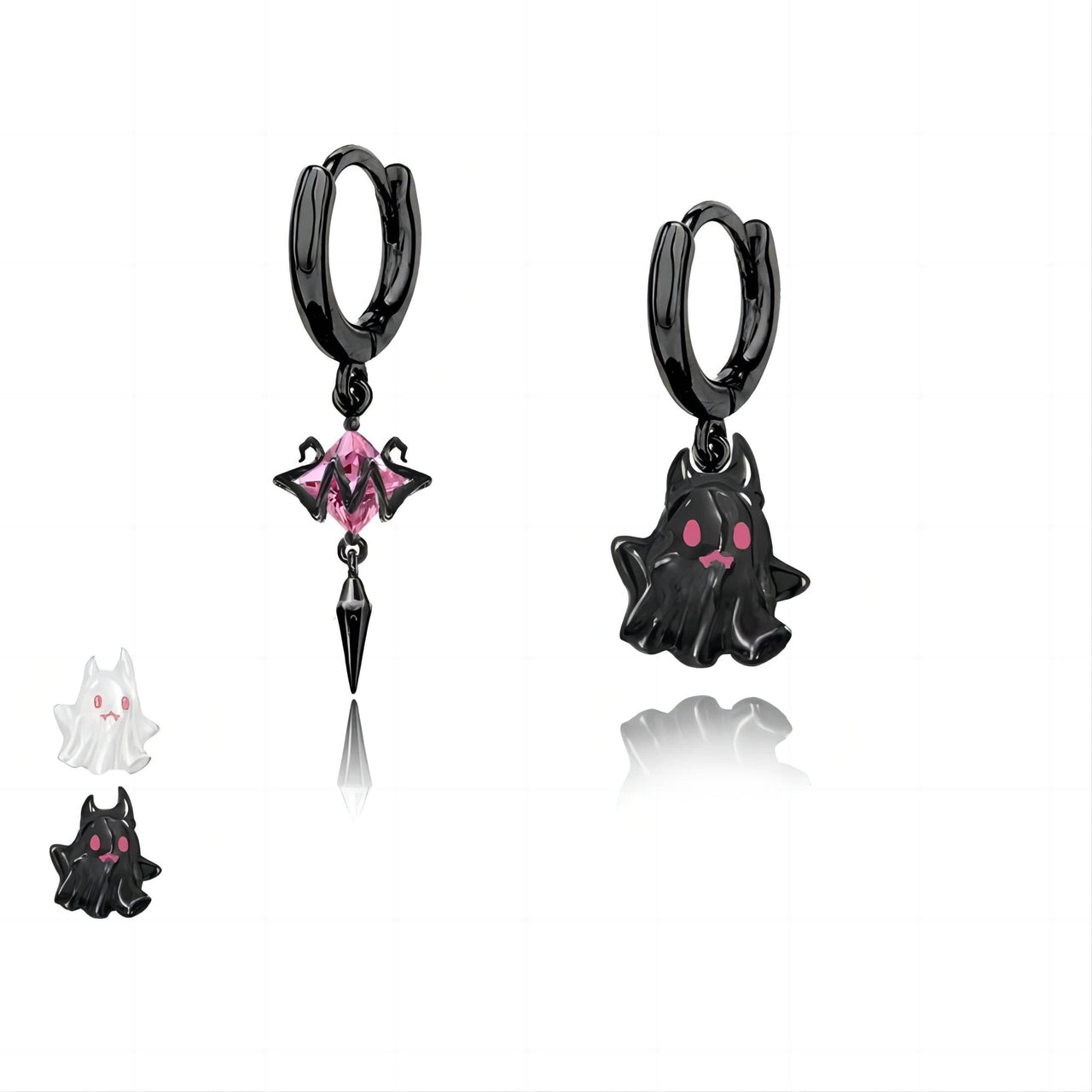 Chic Black and White Little Ghost Earrings - ArtGalleryZen