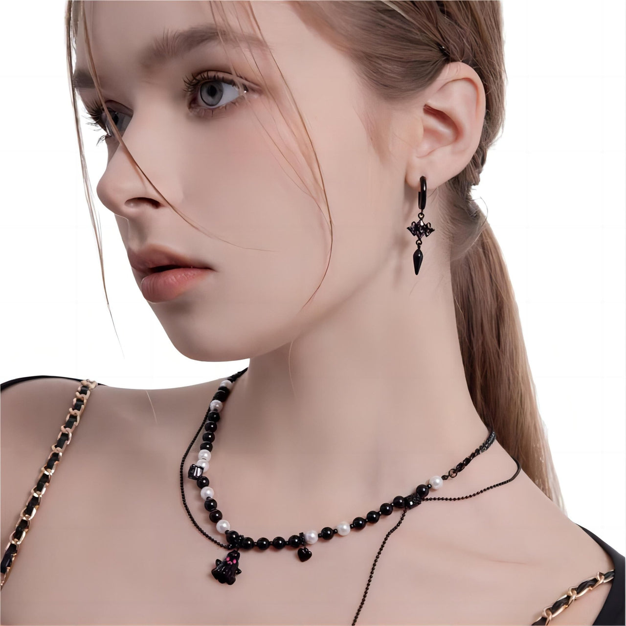 Chic Black and White Little Ghost Earrings - ArtGalleryZen