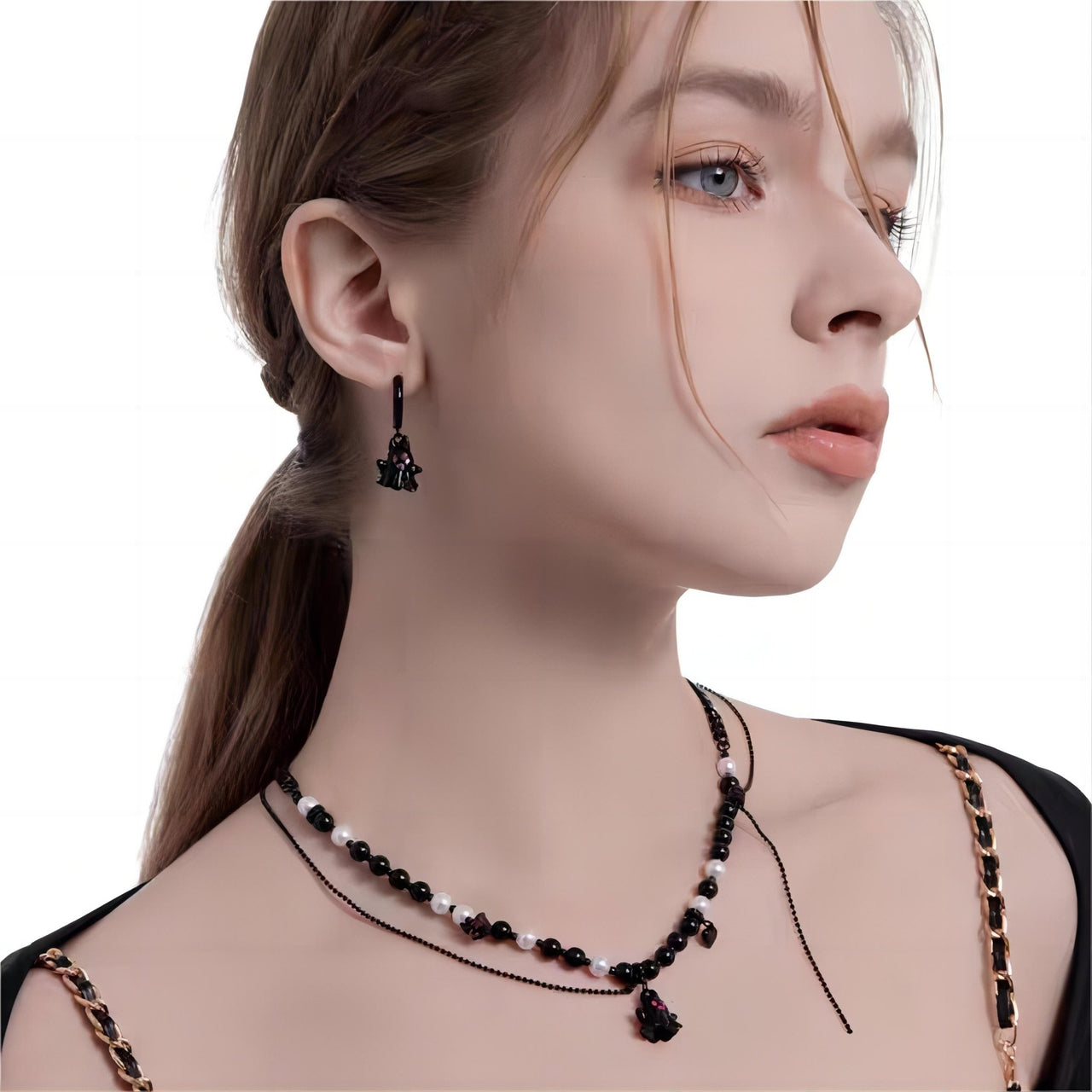 Chic Black and White Little Ghost Earrings - ArtGalleryZen