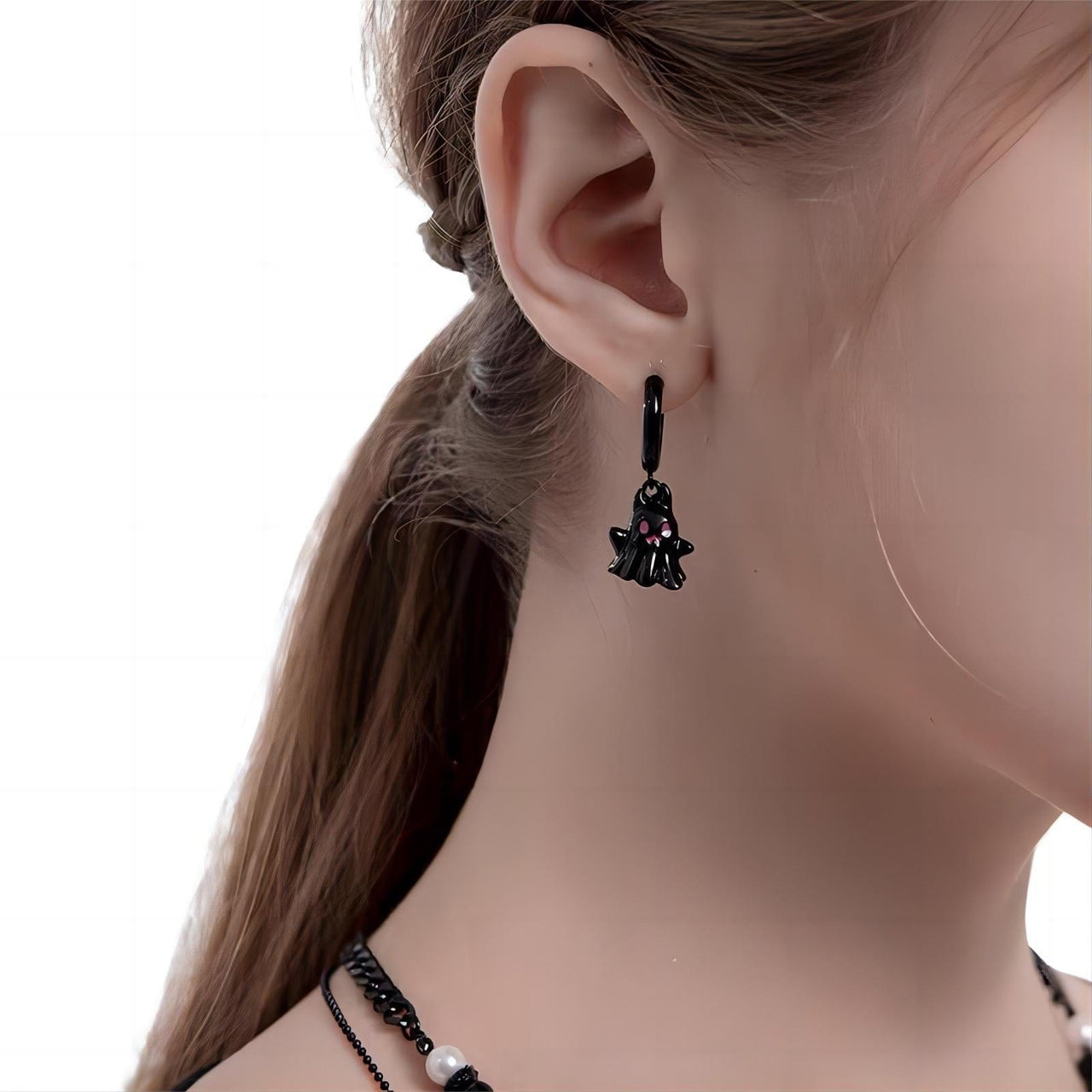 Chic Black and White Little Ghost Earrings - ArtGalleryZen