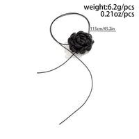 Thumbnail for Chic Black White Flower Wax Cord String Choker Necklace - ArtGalleryZen