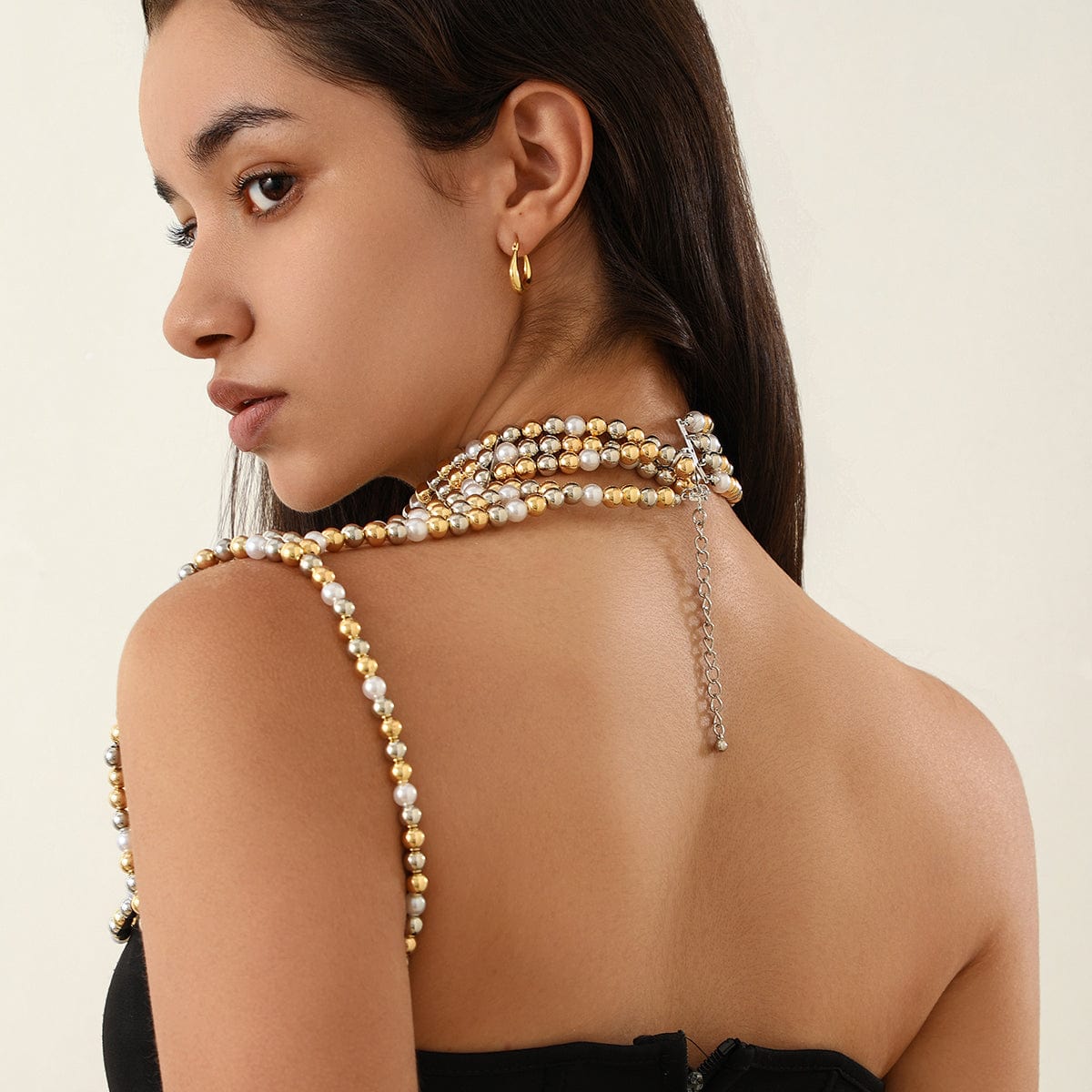 Chic Boho Layered Pearl Chain Shoulder Necklace