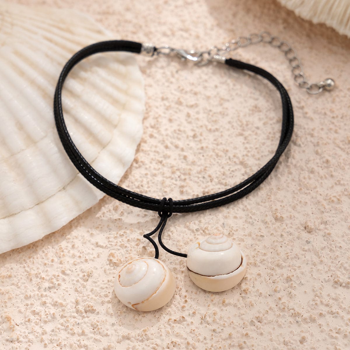 Chic Boho Shell Charm Wax Cord String Anklet