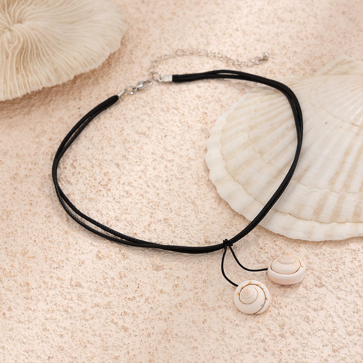 Chic Boho Shell Pendant Wax Cord String Necklace