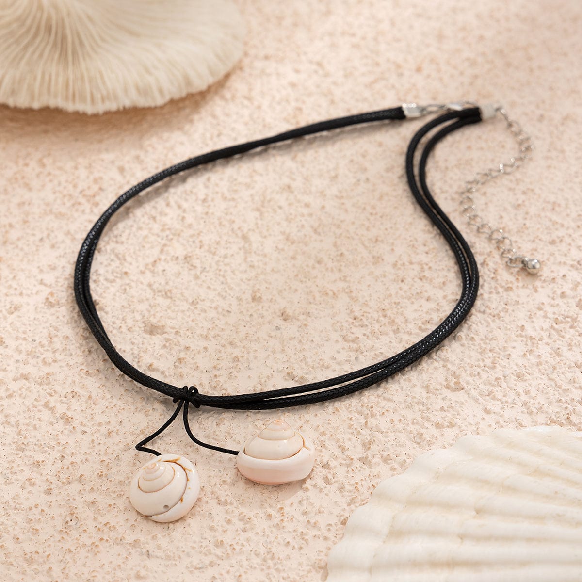 Chic Boho Shell Pendant Wax Cord String Necklace