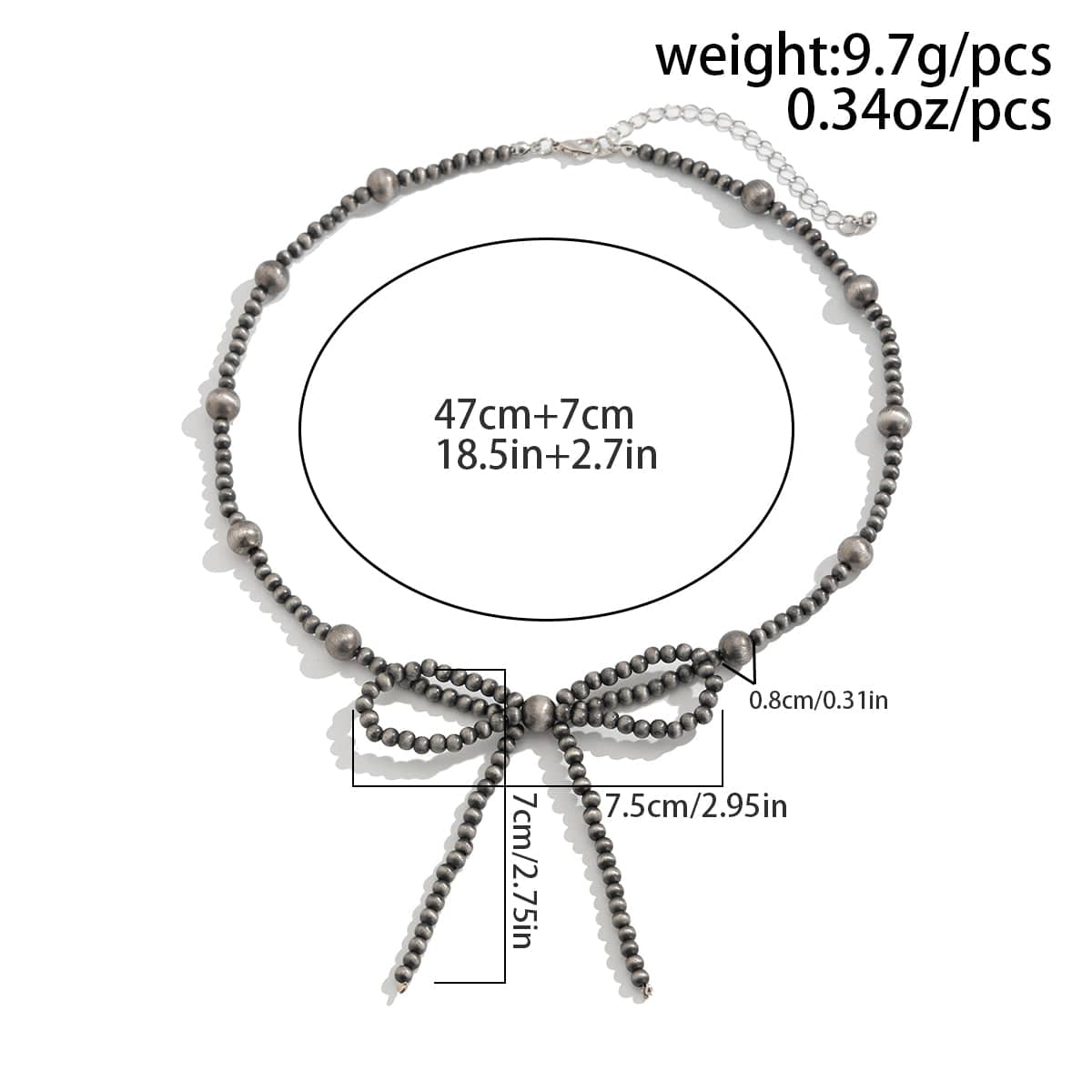 Chic Bowknot Beaded Chain Necklace - ArtGalleryZen