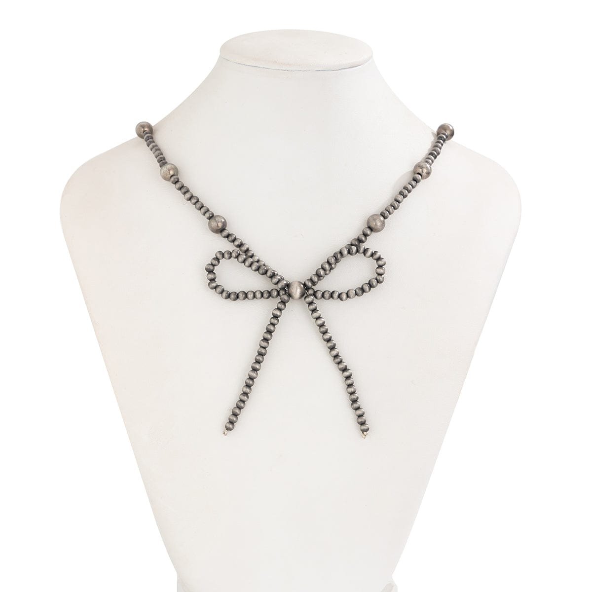 Chic Bowknot Beaded Chain Necklace - ArtGalleryZen