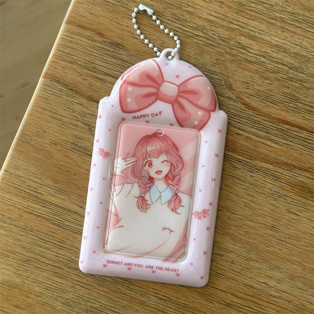 Chic Bowknot Puppy Cake Kpop Keychain Photocard Holder - ArtGalleryZen