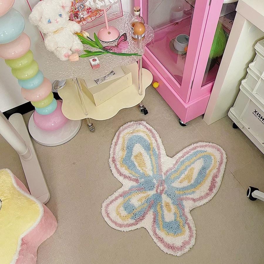 Chic Butterfly Dream Plush Rug Carpet - ArtGalleryZen