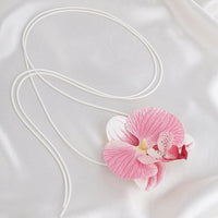 Thumbnail for Chic Butterfly Orchid Flower Wax Cord String Necklace - ArtGalleryZen