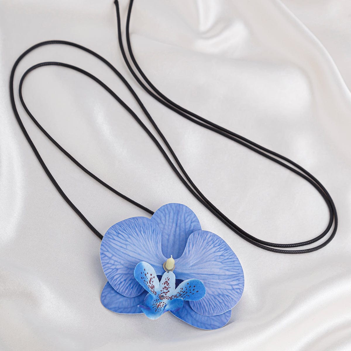 Chic Butterfly Orchid Flower Wax Cord String Necklace - ArtGalleryZen