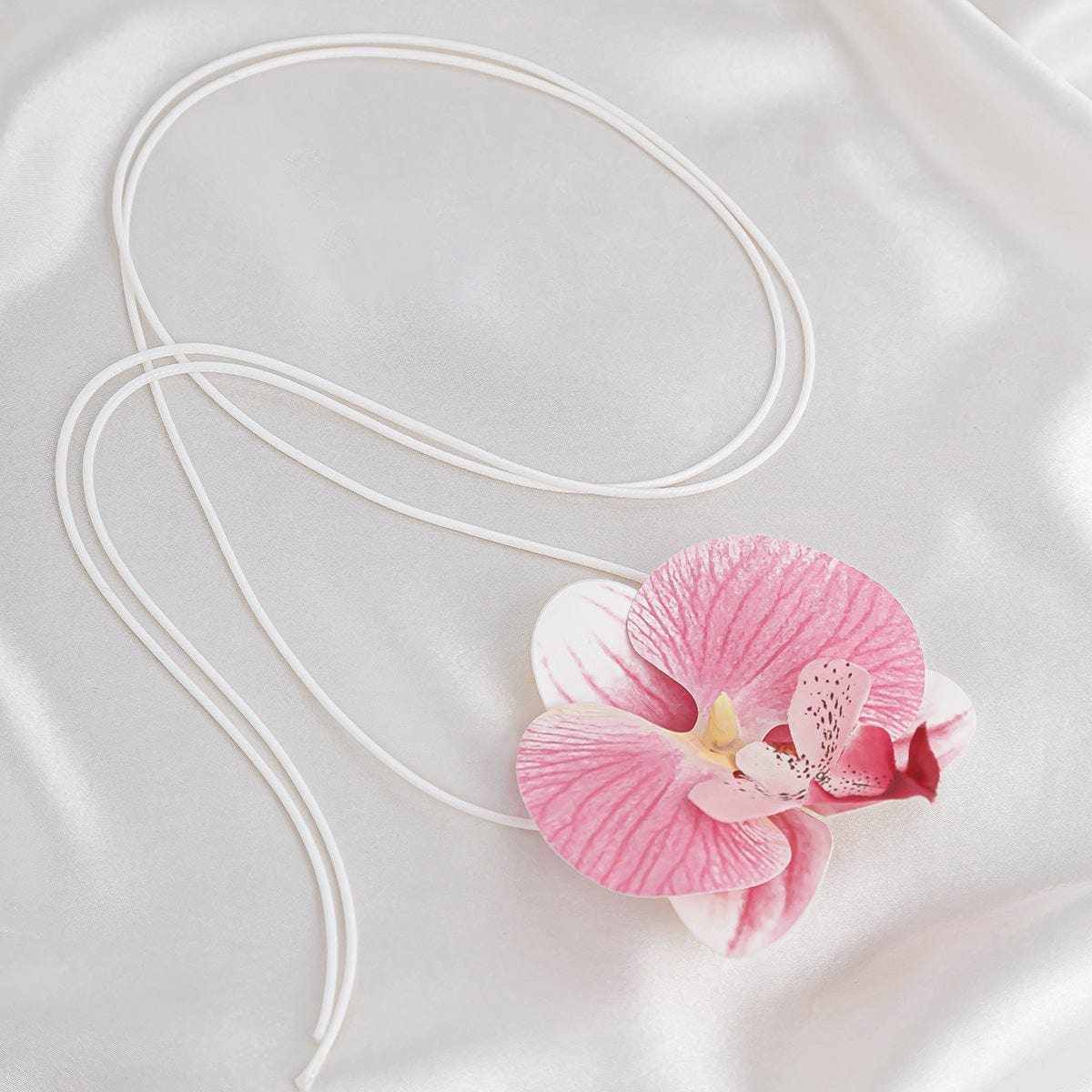 Chic Butterfly Orchid Flower Wax Cord String Necklace