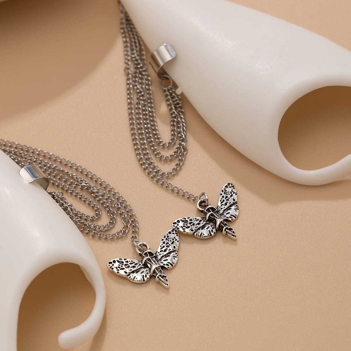 Chic Butterfly Tassel Silicone Elf Ear Cuff Wrap Earrings - ArtGalleryZen