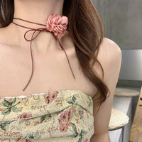 Thumbnail for Chic Camellia Flower Wax Cord Collar Choker - ArtGalleryZen