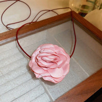 Thumbnail for Chic Camellia Flower Wax Cord Collar Choker - ArtGalleryZen