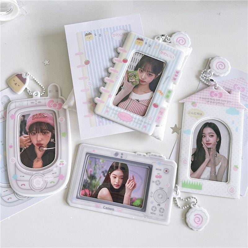 Chic Camera Phone Shaped Kpop Keychain Photocard Holder