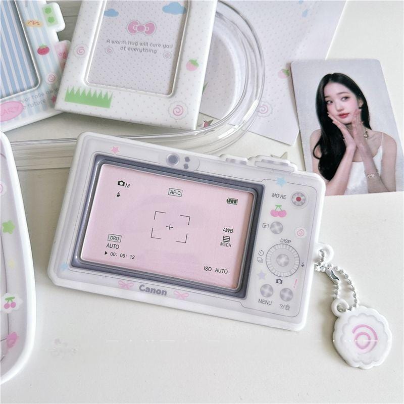 Chic Camera Phone Shaped Kpop Keychain Photocard Holder