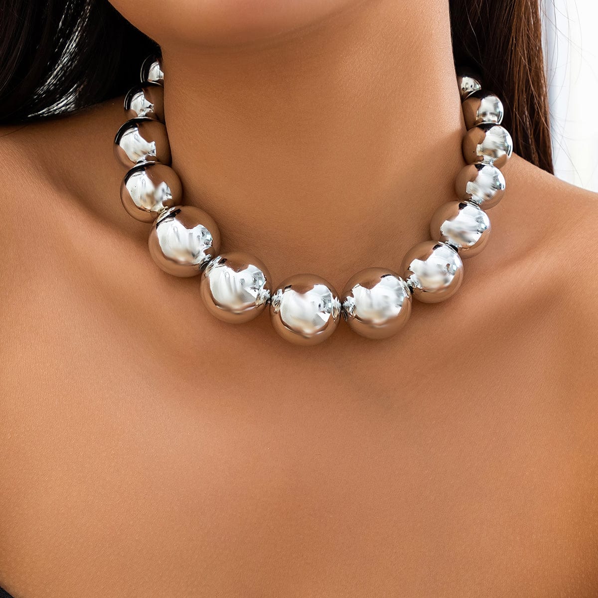 Chic Chunky Ball Chain Choker Necklace - ArtGalleryZen