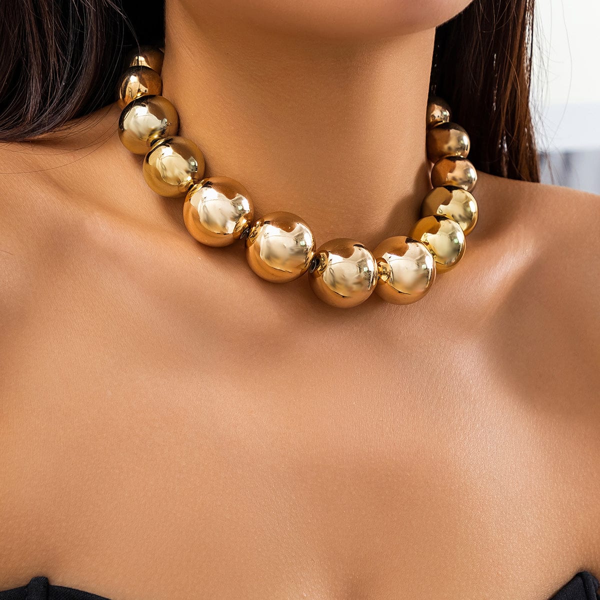 Chic Chunky Ball Chain Choker Necklace - ArtGalleryZen