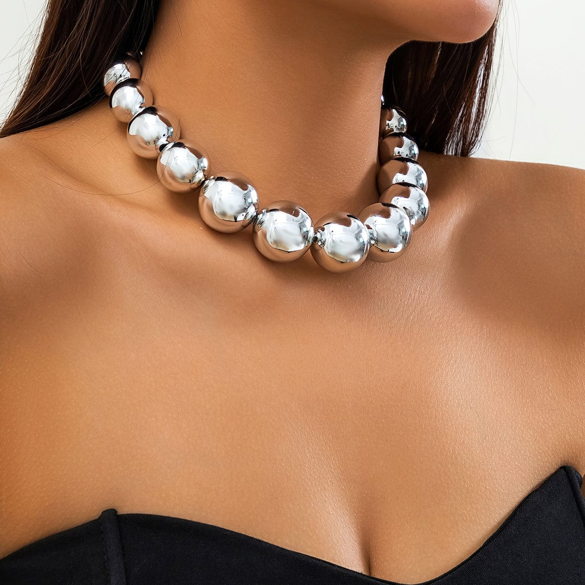 Chic Chunky Ball Chain Choker Necklace - ArtGalleryZen