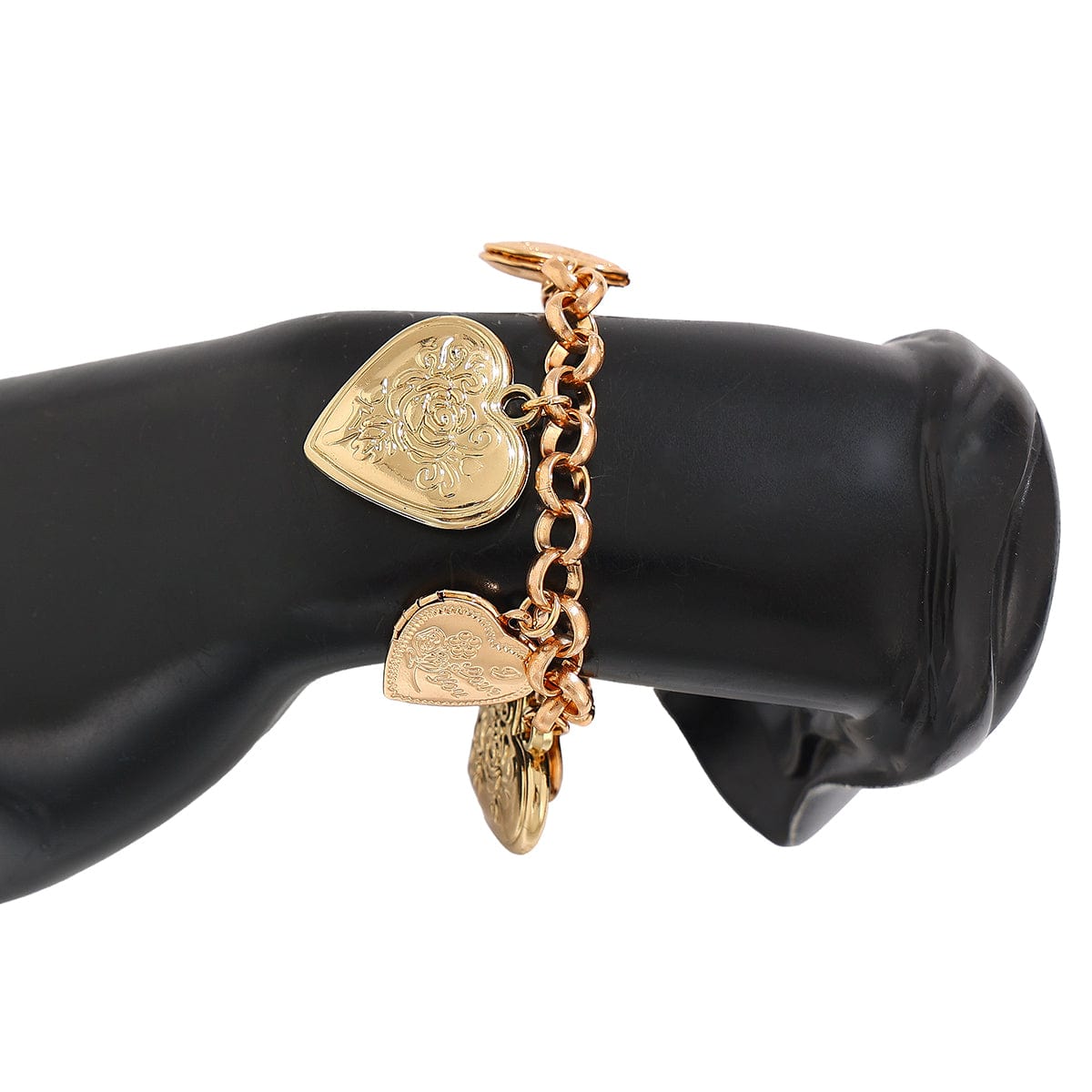 Chic Chunky Flower Relief Heart Tassel Necklace Bracelet - ArtGalleryZen