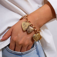 Thumbnail for Chic Chunky Flower Relief Heart Tassel Necklace Bracelet