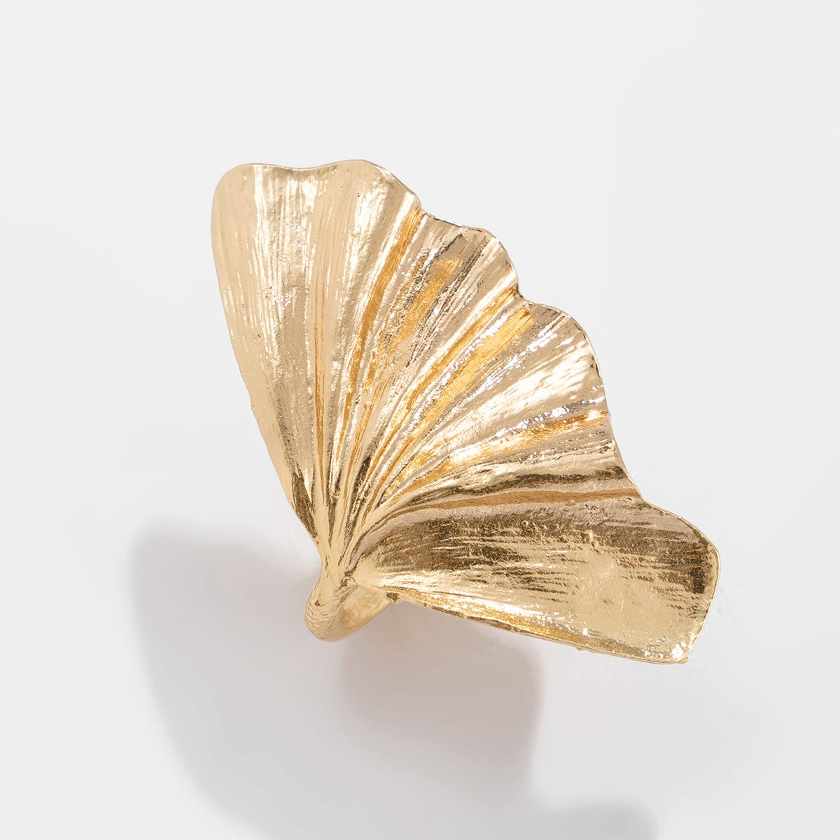 Chic Chunky Gold Silver Plated Ginkgo Leaf Ring