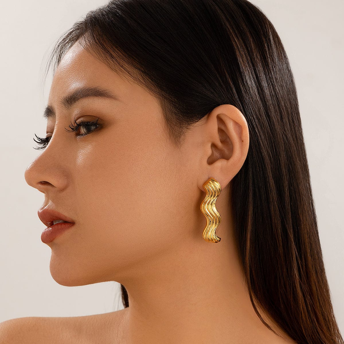 Chic Chunky Gold Silver Plated Wave Earrings