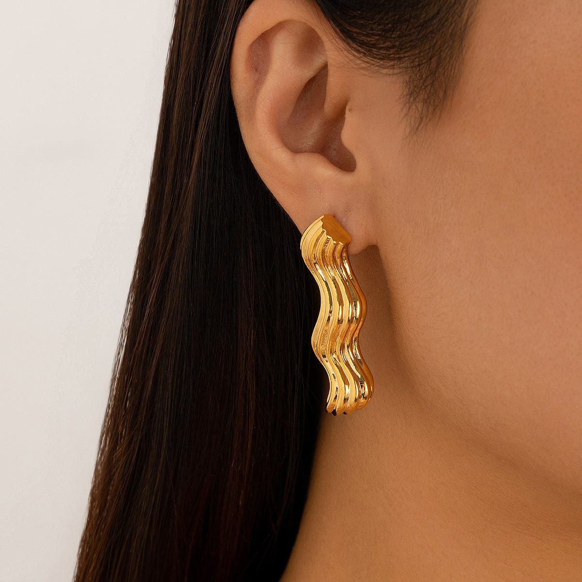 Chic Chunky Gold Silver Plated Wave Earrings