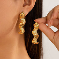 Thumbnail for Chic Chunky Gold Silver Plated Wave Earrings