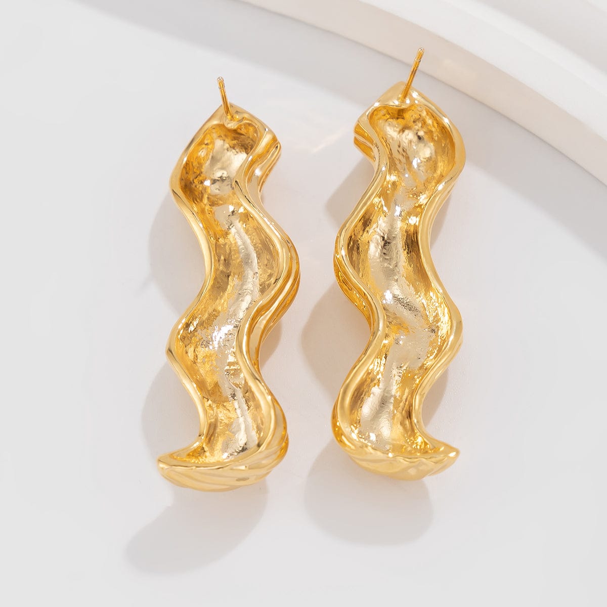 Chic Chunky Gold Silver Plated Wave Earrings