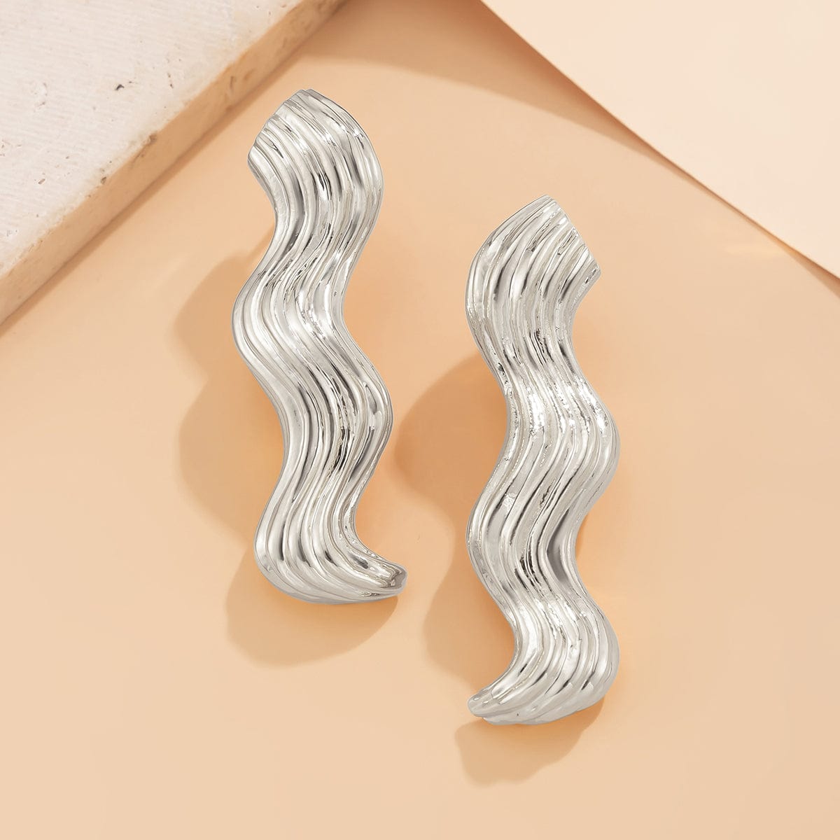 Chic Chunky Gold Silver Plated Wave Earrings