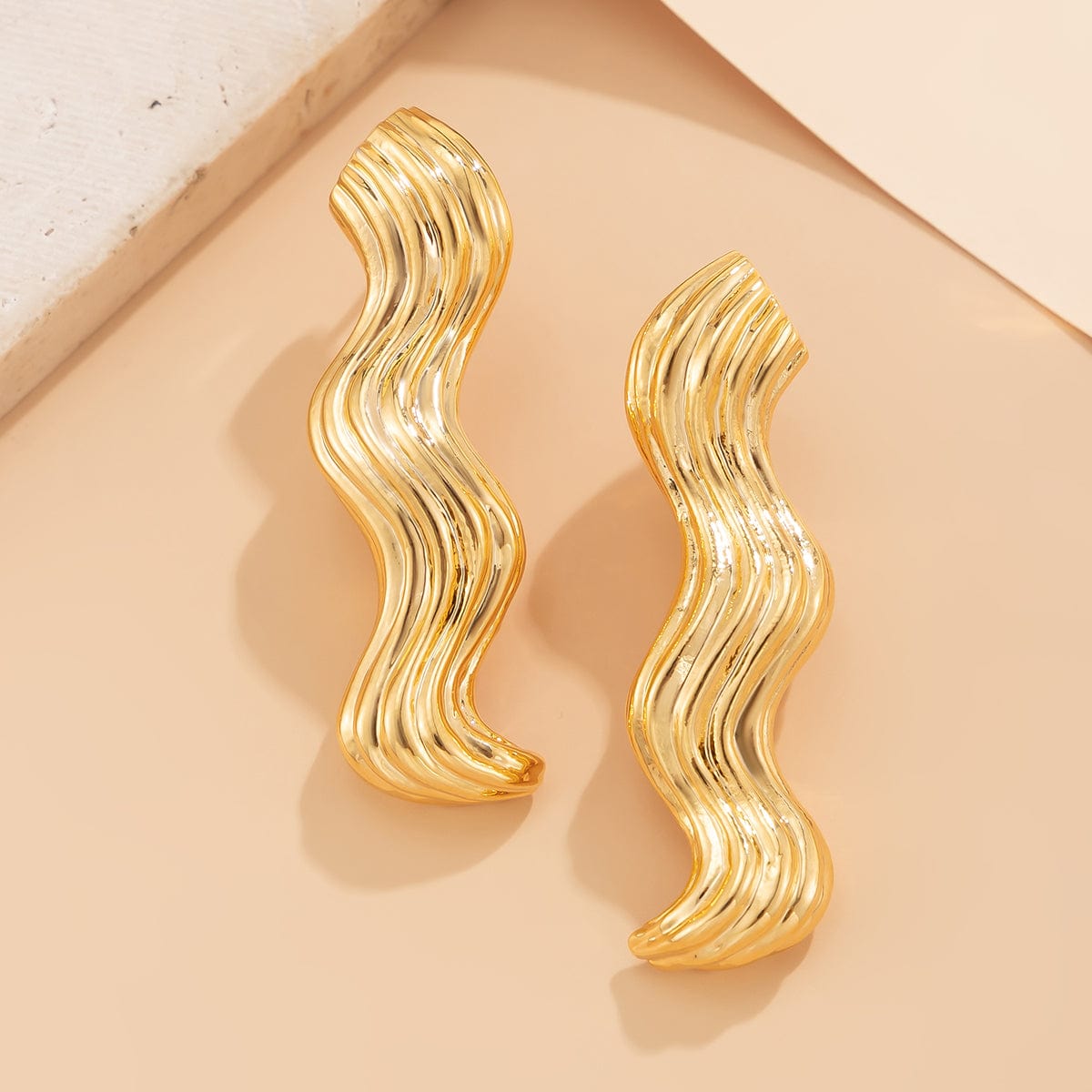 Chic Chunky Gold Silver Plated Wave Earrings