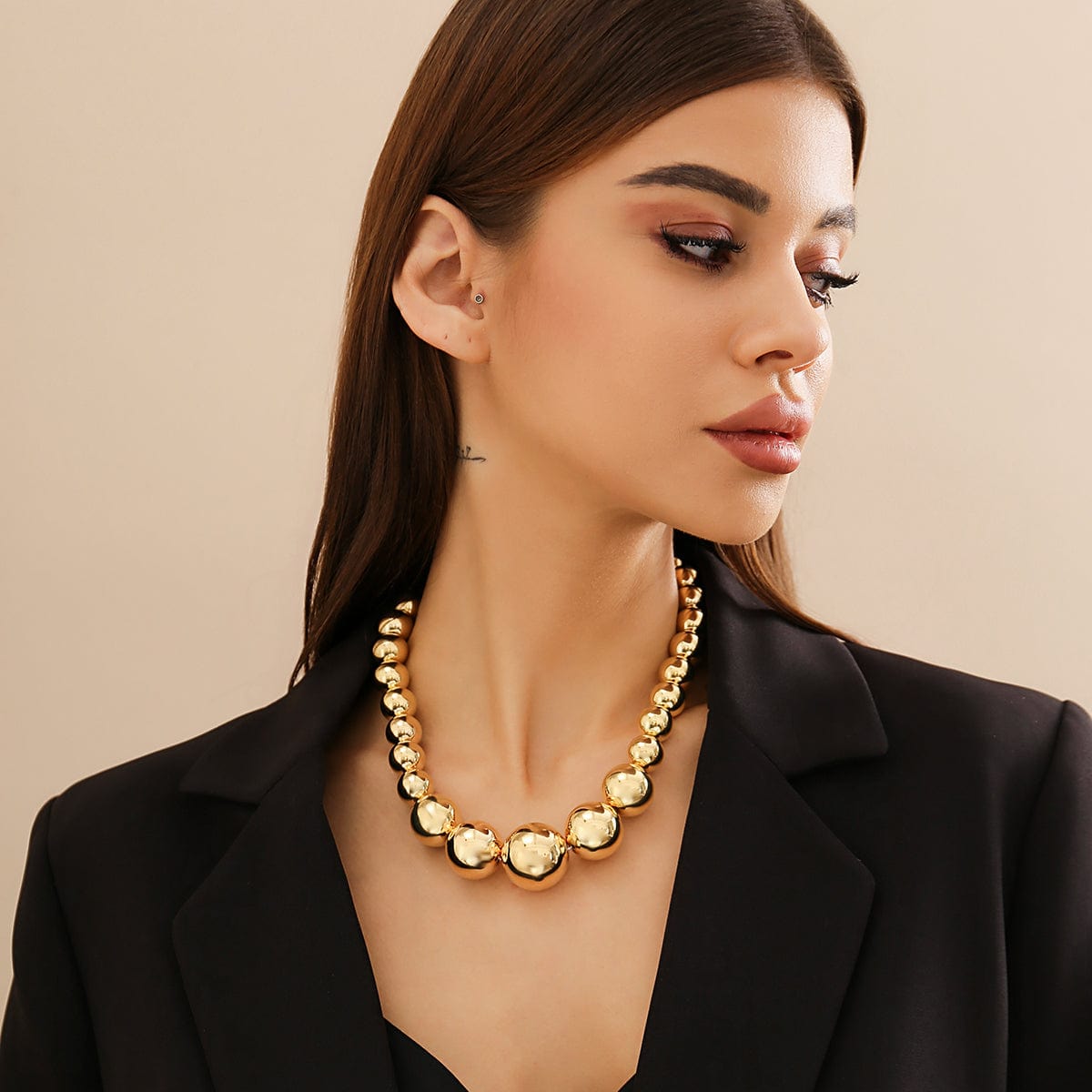 Chic Chunky Gold Silver Tone Ball Chain Necklace – ArtGalleryZen