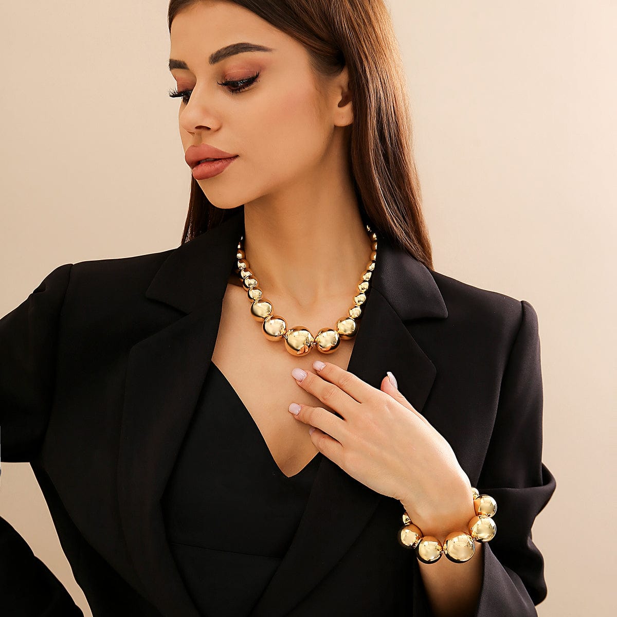 Chic Chunky Gold Silver Tone Ball Chain Necklace – ArtGalleryZen