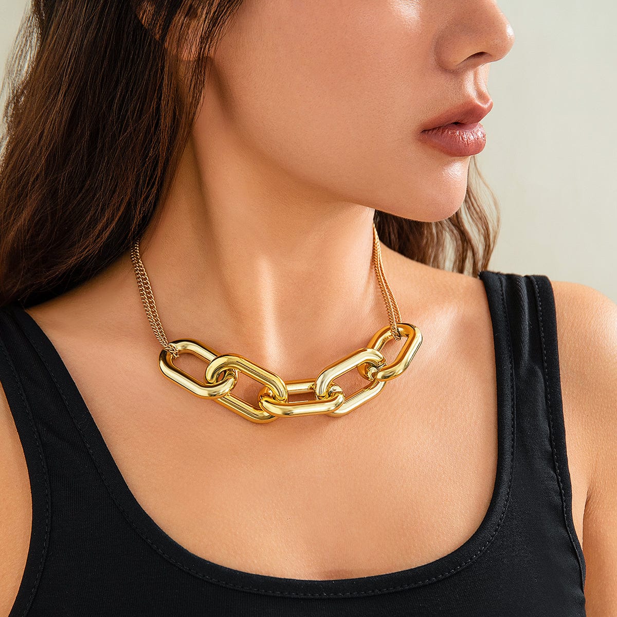 Punk Chunky Gold Silver Tone Cable Chain Necklace - ArtGalleryZen