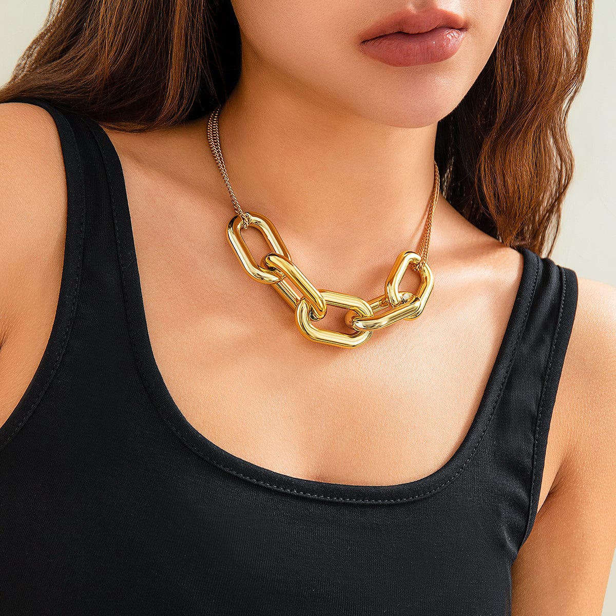 Punk Chunky Gold Silver Tone Cable Chain Necklace - ArtGalleryZen