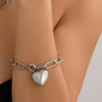 Thumbnail for Chic Chunky Heart Charm Cable Chain Bracelet