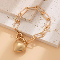 Thumbnail for Chic Chunky Heart Charm Cable Chain Bracelet