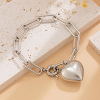 Thumbnail for Chic Chunky Heart Charm Cable Chain Bracelet