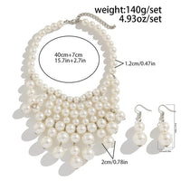 Thumbnail for Chic Chunky Pearl Tassel Chain Necklace Earrings Set - ArtGalleryZen