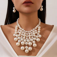 Thumbnail for Chic Chunky Pearl Tassel Chain Necklace Earrings Set