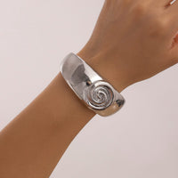 Thumbnail for Chic Chunky Relief Spiral Pattern Wide Cuff Bangle Bracelet