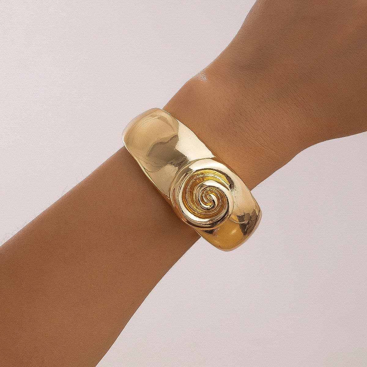 Chic Chunky Relief Spiral Pattern Wide Cuff Bangle Bracelet