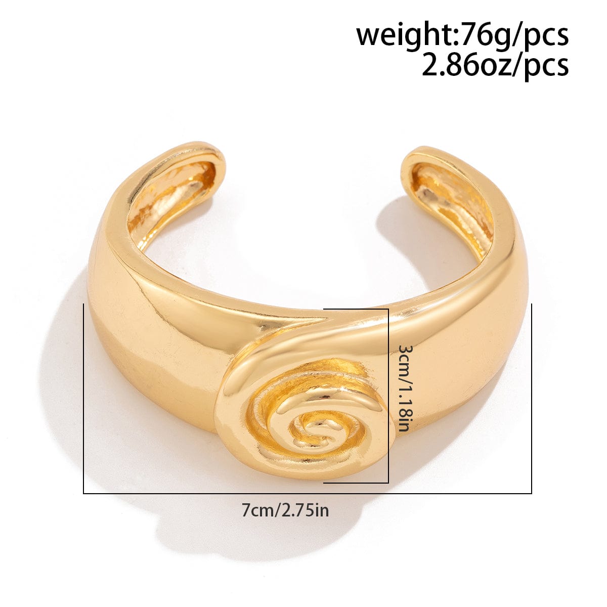 Chic Chunky Relief Spiral Pattern Wide Cuff Bangle Bracelet