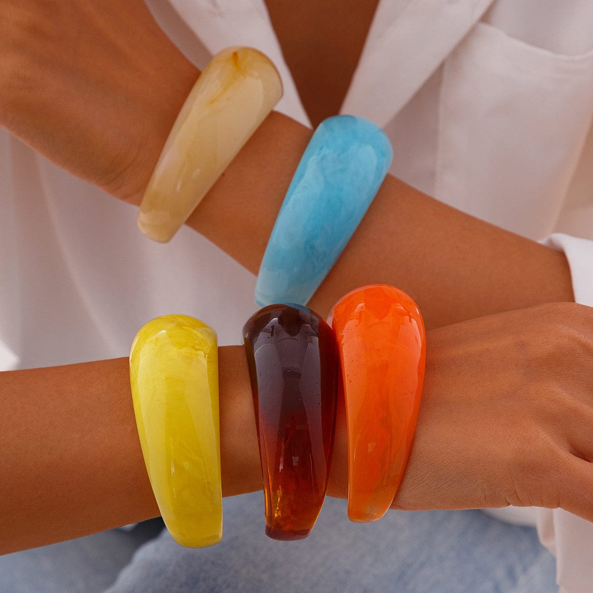 Chic Chunky Resin Open Bangle Bracelet